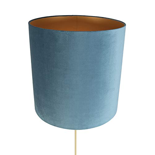 Qazqa Klassisch Stehleuchte mit Schirm, Stehlampe - Parte Fl - Blau, max. 60W, Geeignet für LED, 186.5cm, Ideal als Flur, Küche lampe, Schlafzimmerlampe und Wohnzimmerlampe