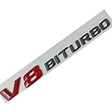 Red Black for Benz V8 BITURBO Side Adhesive Nameplate Logo Emblem AMG Decoration Modified
