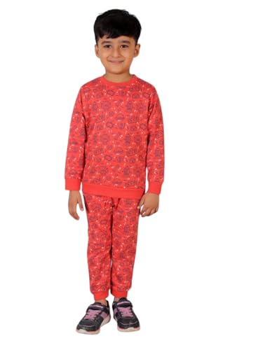 Image of The Mom Store Kids Sweatshirt With Joggers Set| Cotton With French Terry | Cute Prints | Warm | For Boys & Girls | Trendy Winter Sets For Kids | Hoodie And Sweatpant Set