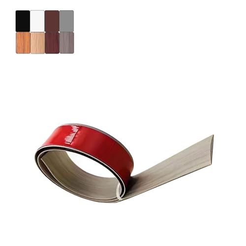 Barre de Seuil Autoadhésive, 1m x 4cm Bande de Seuil en Grain de Bois, Seuil de Porte Profil de Transition, Bande de Recouvrement de Sol en Vinyle(GreyWoodGrain,5cm*1.0m)