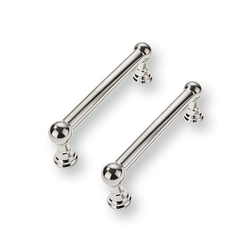 CABDM 2 Pack 3 Inch Solid Kitchen Cabinet Handles Polished Nickel Heavy Duty Cabinet Pulls Drawer Pulls Cabinet Hardware Kitchen Handles for Cabinets Cupboard Handles