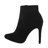  Ital Design Damenschuhe Stiefeletten High-Heel Stiefeletten, OM5407-4-, Kunstleder, Schwarz, Gr. 39