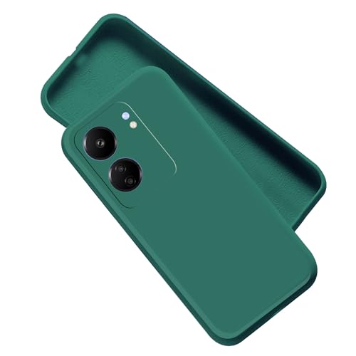 Image of A rtistque Liquid Silicone Back Cover Case for Poco C65 / Mi Redmi 13C 4G Shockproof TPU Soft Flexible with Camera Protection - Green