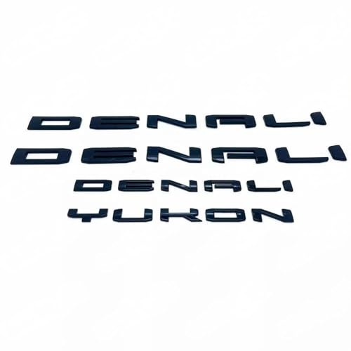 Image of kit 2019-2024 4pack OEM Door Denali Plus Tailgate Yukon Emblem Badge 3D Replacement for Yukon 2019-2024 84828685 Gloss Black
