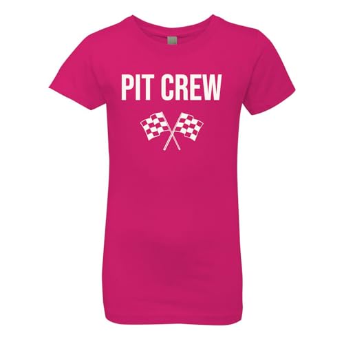 Pit Crew Girls Youth Kids Fitted Short Sleeve Tee Shirt | Car Racing | Trackside | Fast Lane | Birthday Party Theme |49