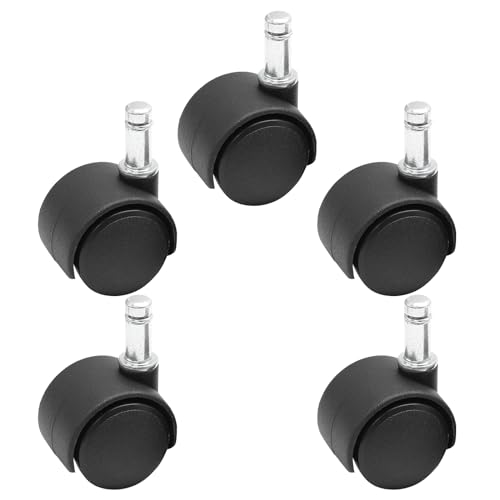 Suiwotin EKIS1565SUI01 5Pcs 1 Inch Swivel Caster Wheels, M8 Circlip Stem Caster Wheels, Heavy Duty Casters, Black Nylon Wheels Replacement thumb #4