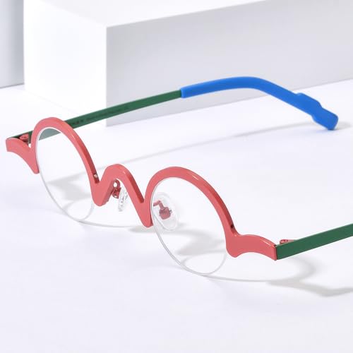 Image of FONEX Colorful Pure Titanium Glasses Frame Women Retro Round Eyeglasses