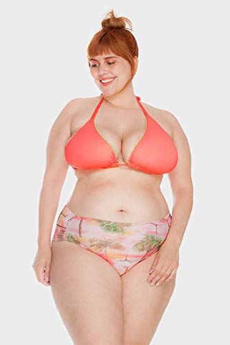 Sunkini Laterais Franzidas Plus Size Rosê