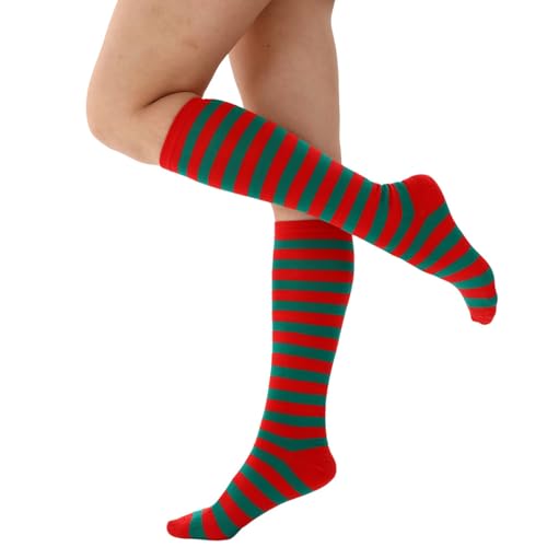 Image of Women's Knee High Athletic Socks Casual Stripes Tube Socks Outdoor Sport Socks