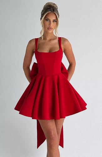 Basgute Satin Short Homecoming Dresses with Bow Corset HOCO Dress A Line Mini Formal Prom Evening Cocktail Gown4