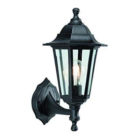 National Lighting Mayflower Traditional Style Black Outdoor Garden Security Porch Weatherproof Wall Light Lantern IP44 Rated Reversible Cover