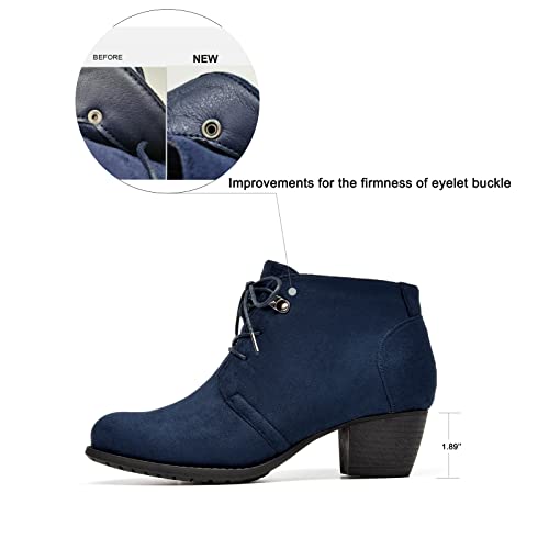 VJH confort Women's Ankle Boots,Lace-up Round Toe Comfortable Low Heel Dress Booties with Side Zipper2