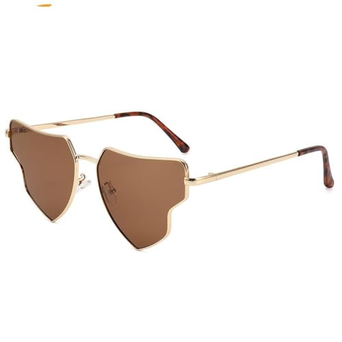Lunettes de soleil pour femmes de luxe avec monture métallique fine et verres irréguliers