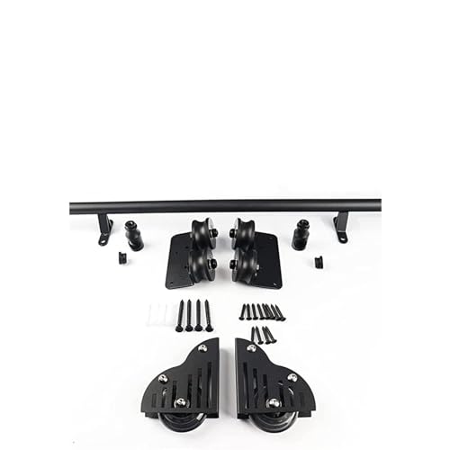 Kit de herrajes para escalera corrediza retráctil en acero negro de diseño 2