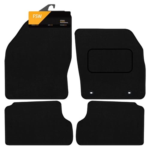 FSW - Tailored Mats - Fits FORD Focus MK2 2005-2011, Petrol Only - Black Carpet - Anti Slip Mat - Non Slip Car Floor Mat, Fitted With Clips & Granulated Backing - 4 Pc Floor Mat Only
