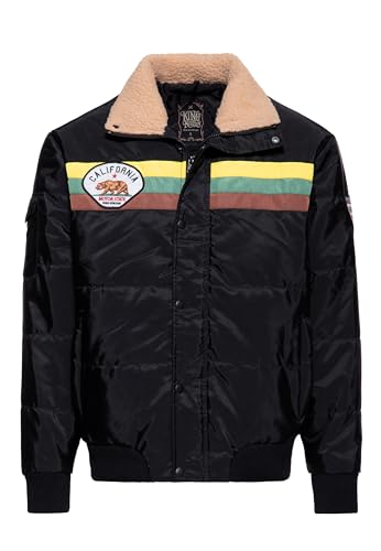 King Kerosin California Puffer Jacket Homme Manteau d'hiver noir chaud