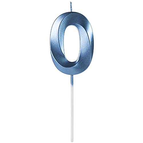 Vela de Aniversário Design Perolizada Azul Nº 0 - Silver Festas
