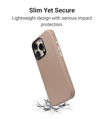 Image of Mag Noble Series Case for iPhone 16 Pro Max Compatible with MagSafe Wireless Charging | Premium Leather Texture | Shockproof Slim Protective Cover | Desert Titanium Edition