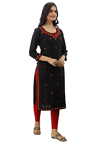 Image of Women's Rayon Heavy Embroidery Work Straight Kurta