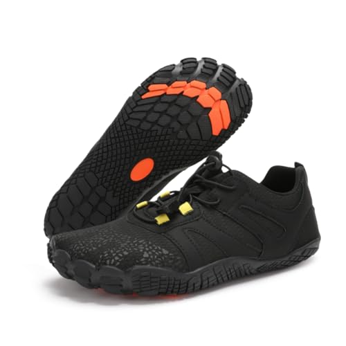 LIOERDIWE Barefoot Shoes Men Women Minimalist Wide Toe Box Zero Drop Lightweight Cross Training Shoes Trail Running Hiking Sneakers(Black,12 Women/11 Men)