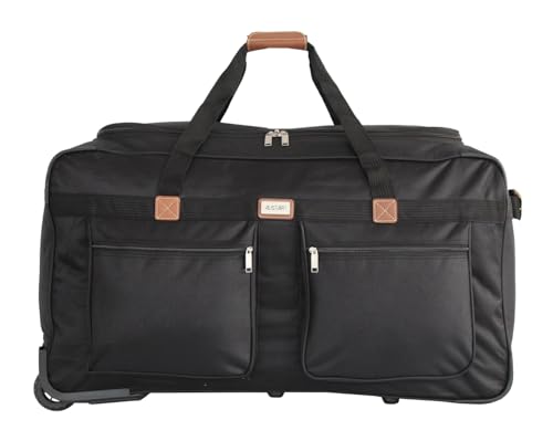 Alistair X-Brown - Bolsa de viaje con ruedas, tamaño mediano, 84 cm, marca francesa, garantía de 2 años en Francia, negro / marrón, Taille Moyenne 91 cm, Bolsa de viaje con ruedas
