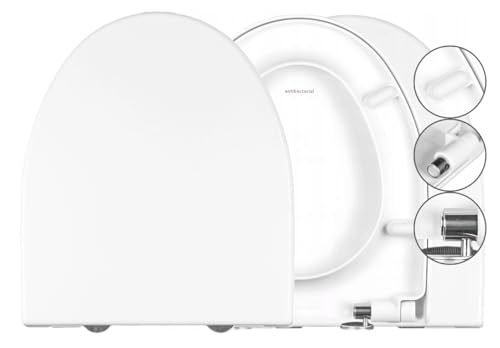 MKW, Abattant WC Soft Close Duroplast antibactérien antidérapant à fermeture rapide lavable Cersanit Parva Blanc