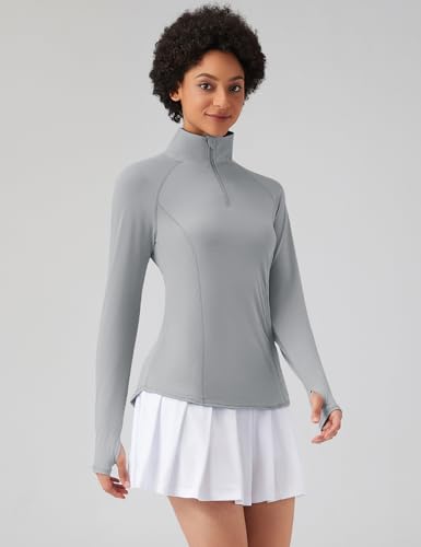 Image of LOMON Women Long Sleeve Shirts Sun Protection 1 /4 Zip Summer Quick Dry Hiking Shirts Quarter Zip Pullover for Women