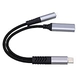 ASHATA USB-C-auf-3,5-mm-Kopfhörer-Ladeadapter, 2-in-1-AUX-auf-USB-C-Sound-Adapter, Integrierter Intelligenter DAC-Chip, Unterstützt 24 Bit, 96 kHz, PD, 60 W, Schnelles Aufladen für