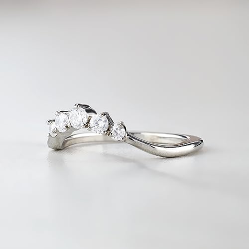 Round Cut 0.20CT Moissanite Diamond Wedding Band for Women Curved Ring Enhancer for Engagement Rings Guard Stacking 925 Sterling Silver Rose Gold Plated Size 4-103