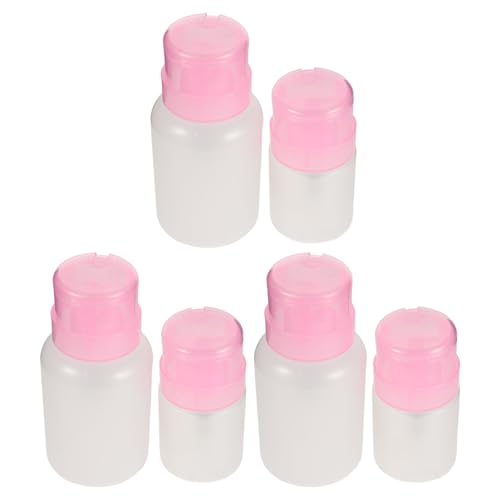 WEKADRIN 6 Piezas Botellas Vacías con Dispensador de Bomba Push Down para Removedor de Esmalte y Maquillaje y Botellas de Plástico con Protección Antiderrames para Uso Profesional y Diario