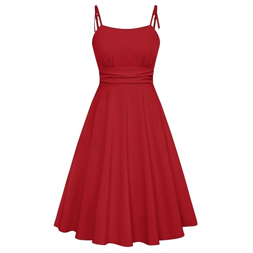 Image of Belle Poque Women's Spaghetti Strap Midi Vintage Tea Party Dress | Belle Poque Women's Spaghetti Strap Midi Vintage Tea Party Dress,A-line,Cocktail Dress,Graduation Homecoming Dress