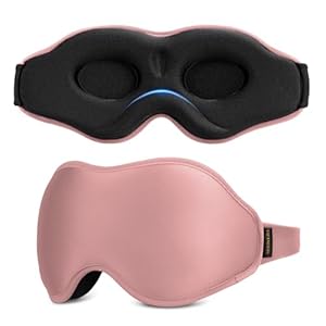 Sleep Mask for Women Men, Side Sleeper, Blackout Eye Masks for Sleep, 3D Contoured Sleeping Mask for Lash Extensions, Blindfold with Adjustable Strap, Memory Foam, Airplane Travel Essentials, Pink
