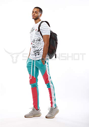 Image of SCREENSHOT Screenshotbrand Mens Hip Hop Slim Fit Track Pants - Athletic Jogger Bottom with Side Taping