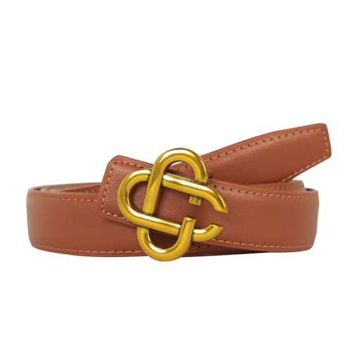 Image of Aurolran Women's Leather Belt with Buckle - Ideal for Dresses, Jeans, and Coats