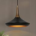 KSANA Pendant Lights Kitchen Island, 1-Light Black and Gold Brass Kitchen Pendant Lighting Over Island, 9 Inch Modern Metal Pendant Light Fixtures