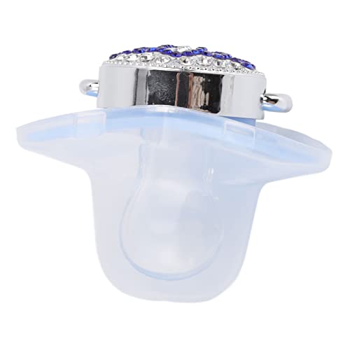 Image of Bling Baby Pacifier Rhinestone Crown Ultra Soft Silicone Infant Dummy Pacifier M Size (Blue M)