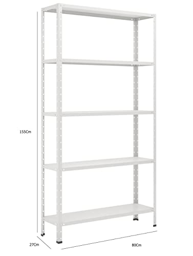 Estante 5 Prateleiras Aço 155x80x27 Bipartida Branca 10089