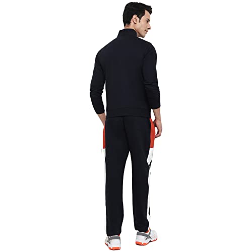 Image of Cantabil Men Color Block Full Sleeve Zipper Regular Fit Track Suit For Winter Wear | Casual Winter Wear Tracksuit For Men | Track Suit For Men (P CTRS5536 RUST)