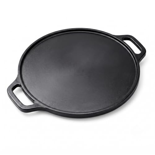 Image of Pre-Seasoned Cast Iron Dosa Tawa with Handle, 30 cm, Naturally Non-Stick Cookware for Roti, Chapati, Chilla & Uttapam, Heavy Duty Griddle, Gas Stove & Induction Compatible (Normal)