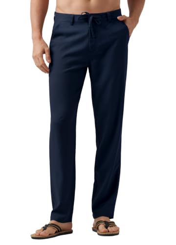 Image of Willit Men's Linen Pants Casual Lightweight Drawstring 29 inch 30 inch 32 inch