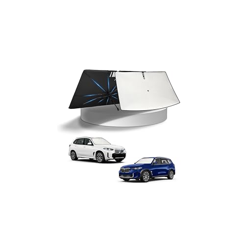 Image of KUST Sun Shade Umbrella for BMW X5 2019-2025 2026 | Custom Fit Windshield Sunshade | Foldable Sunshade with Bendable Handle | Blocks Heat & UV Scratch Resistant Keep Your Car Cool Sunshield