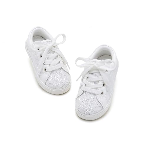 GINFIVE Toddler Girls Sneakers Little Girls Slip On Shoes Glitter Sneakers Toddler