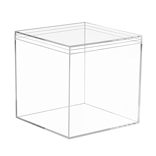 Clear Acrylic Box, Small Plastic Box Square Cube Containers with Lid Storage Case 4x4x4 Inches for Collectibles, Candy Pill,Tiny Jewelry Beads, Coins, Craft Supplies, Sewing,10x10x10 cm