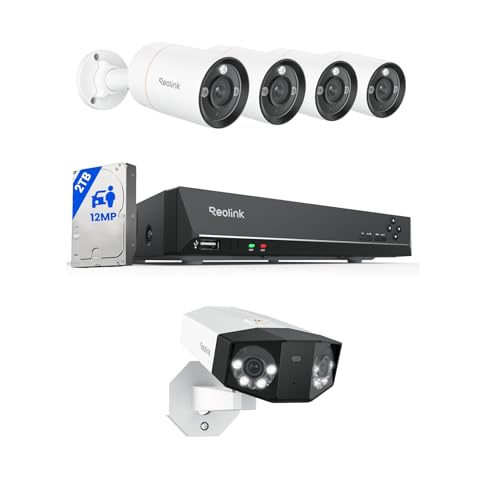 REOLINK 12MP IP Security Camera System RLK8-1200B4-A Bundle, Two-Way Talk, Color Night Vision, Person/Vehicle/Pet Detection, 2TB HDD 8CH NVR, with 1pc