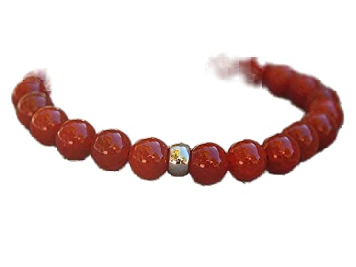 Bracelet de guérison en agate rouge 8mm LKBEADS, perles lisses pour le yoga