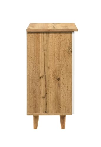 Image of DeckUp Ceylon 2-Door Engineered Wood Shoe Rack (Wotan Oak & White, Matte Finish)