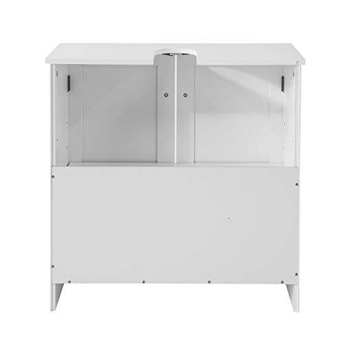 SoBuy BZR18-W Wastafelmeubel Onderkast Wastafelonderkast Badkamerkast 2 deuren met verstelbare legplank hout – Wit - Image 6