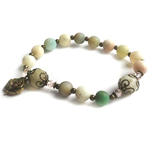 Amazonite Stone Catholic Rosary Bracelet for Women with Our Lady of Lourdes Rose Charm - Rosarios Catolicos - Catholic Gifts Women - Regalos Para Mujer - Pulseras de Mujer4