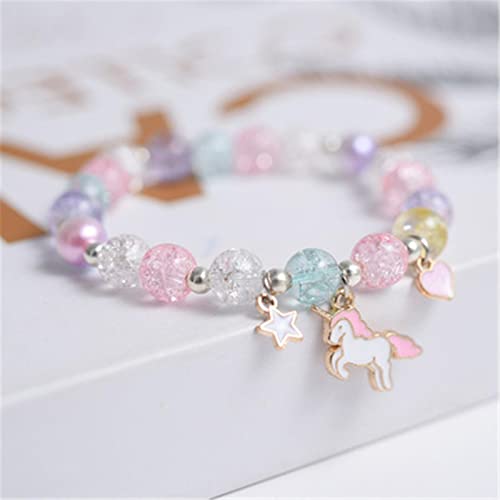 DIANN Linda Pulsera de Cuentas de Palomitas de maíz Pulseras de Cristal de la Amistad para niñas Estrella Luna Nube Flor Accesorios de joyería al por mayor-06 Caballo