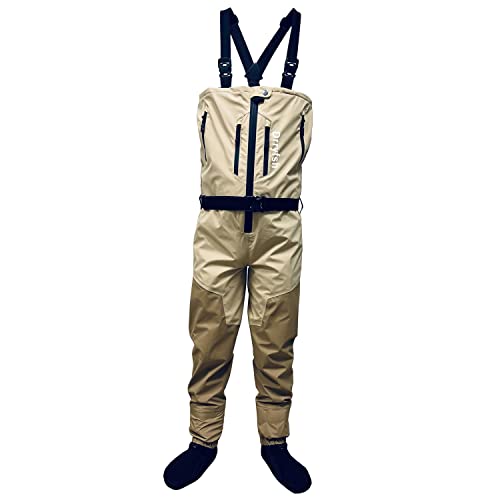 Drryfsh Zip-Front Breathable Chest Fishing Waders Zippered Stockingfoot Waders For Men And Women (Medium, Khaki) #TOP4